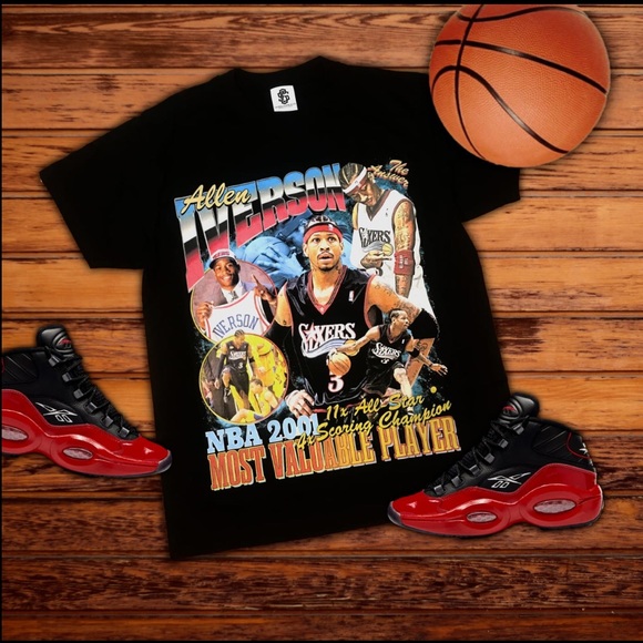 COPY - Iverson NBA Vintage Bootleg Retro 90s Rap Tee T-shirt - Picture 2 of 2